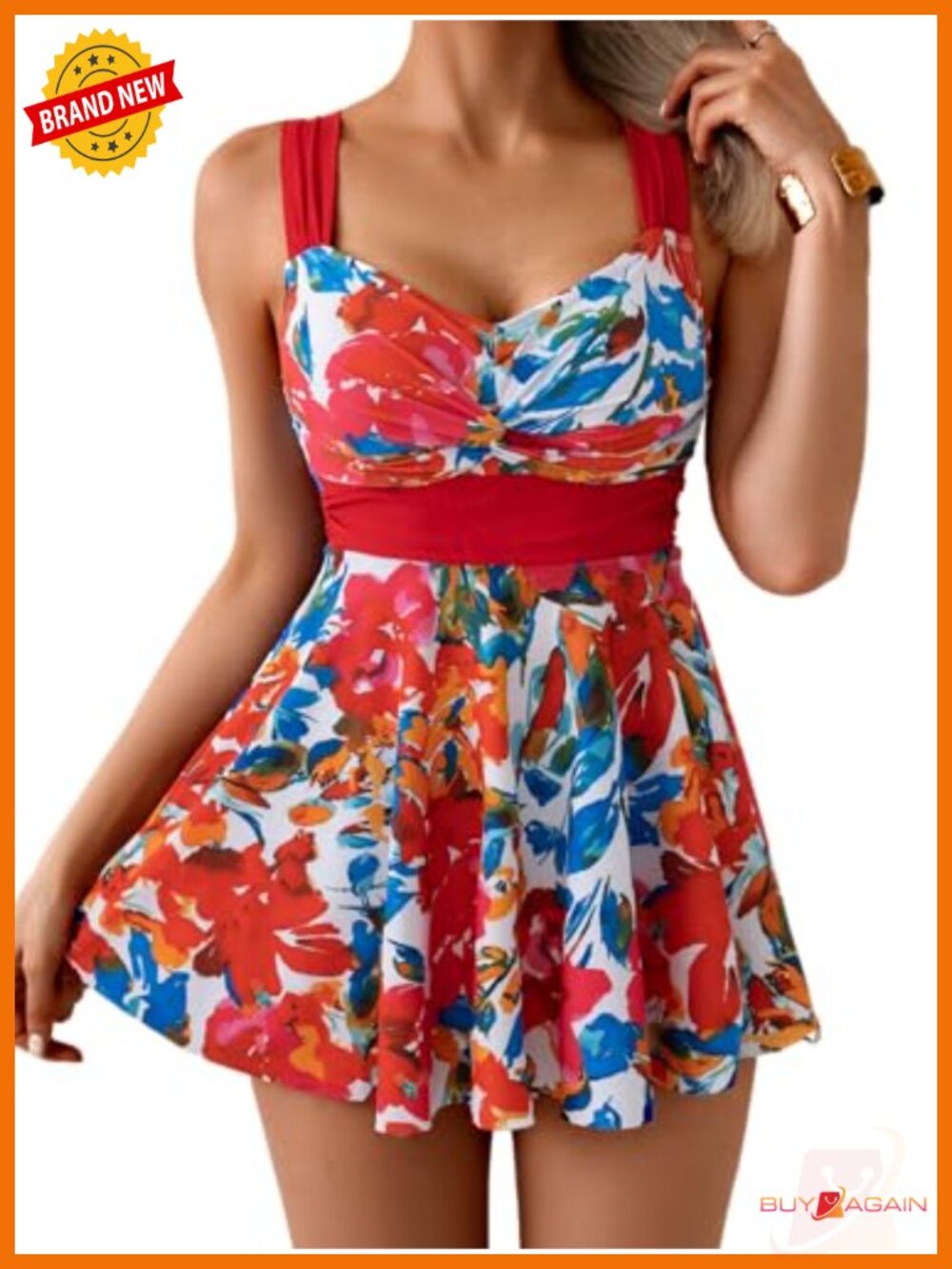 Tummy Control One Piece Swimdress Skirted Swimsuit Modest Bathing Suit